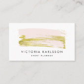 Blush roze en Gold Foil Bruske Stroke Visitekaartje (Voorkant)