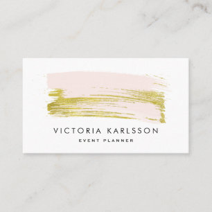 Blush roze en Gold Foil Bruske Stroke Visitekaartje