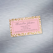 Blush Roze en Gold Foil Leopard Animal Print Magnetisch Visitekaartje (Voorbeeld)