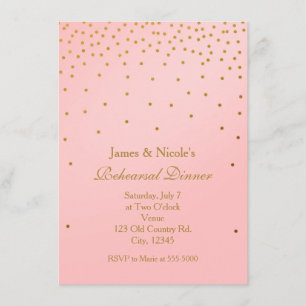 Blush Roze en Gold Foil Stippen Rehearings Kaart