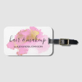 Blush Roze en Gold Foil Wash Girly Bagagelabel (Voorkant (horizontaal))