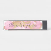 Blush Roze en Gold Foil Wash Girly Bureau Naambordje (Voorkant)