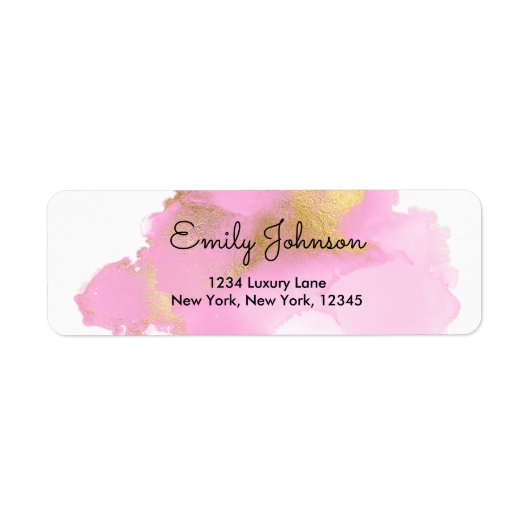 Blush Roze en Gold Foil Wash Girly Etiket (Voorkant)
