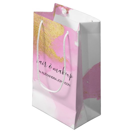 Blush Roze en Gold Foil Wash Girly Klein Cadeauzakje (Voorkant Gekanteld)