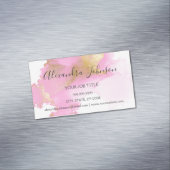 Blush Roze en Gold Foil Wash Girly Magnetisch Visitekaartje (Voorbeeld)