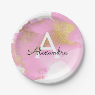 Blush Roze en Gold Foil Wash Girly Papieren Bordje