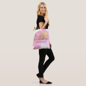 Blush Roze en Gold Foil Wash Girly Tote Bag (Op model)