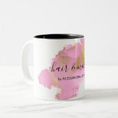 Blush Roze en Gold Foil Wash Girly Tweekleurige Koffiemok (Voorkant links)