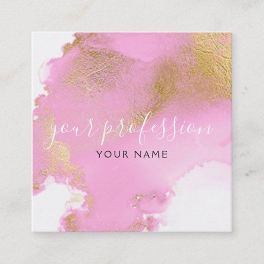 Blush Roze en Gold Foil Wash Girly Vierkante Visitekaartje (Voorkant)