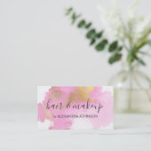 Blush Roze en Gold Foil Wash Girly Visitekaartje (Staand voorkant)