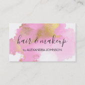 Blush Roze en Gold Foil Wash Girly Visitekaartje (Voorkant)