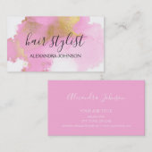 Blush Roze en Gold Foil Wash Girly Visitekaartje (Voorkant / Achterkant)