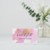 Blush Roze en Gold Foil Wash Girly Visitekaartje (Staand voorkant)