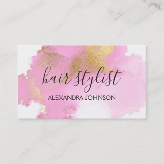 Blush Roze en Gold Foil Wash Girly Visitekaartje (Voorkant)