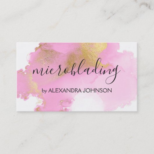 Blush Roze en Gold Foil Wash Girly Visitekaartje (Voorkant)