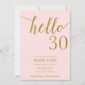 Blush roze en Gold Glitter 30th Birthday Kaart (Voorkant)