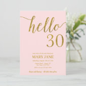 Blush roze en Gold Glitter 30th Birthday Kaart (Staand voorkant)