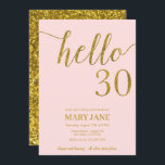 Blush roze en Gold Glitter 30th Birthday Kaart<br><div class="desc">Blush Roze en een glans van faux goudglitter zijn de perfecte manier om vrienden en familie uit te nodigen voor je verjaardagsfeest.</div>