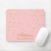 Blush Roze en Gold Glitter Name Sjabloon Muismat (Met muis)