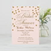 Blush roze en Gold Glitter Vrijgezellenfeest Invit Kaart (Staand voorkant)