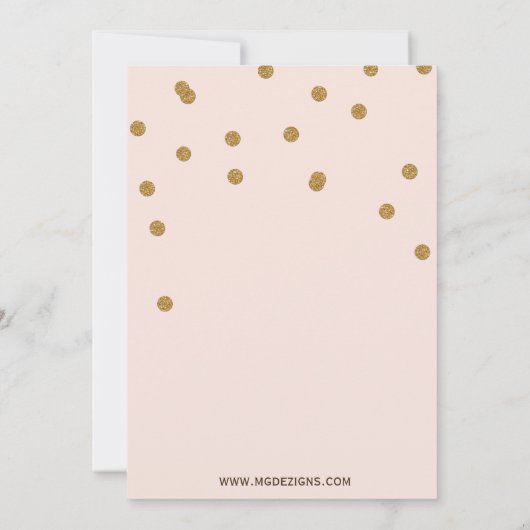 Blush roze en Gold Glitter Vrijgezellenfeest Invit Kaart (Achterkant)