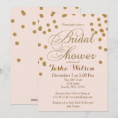Blush roze en Gold Glitter Vrijgezellenfeest Invit Kaart (Voorkant / Achterkant)