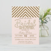 Blush roze en Gold Glitter Vrijgezellenfeest Invit Kaart (Staand voorkant)