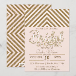 Blush roze en Gold Glitter Vrijgezellenfeest Invit Kaart