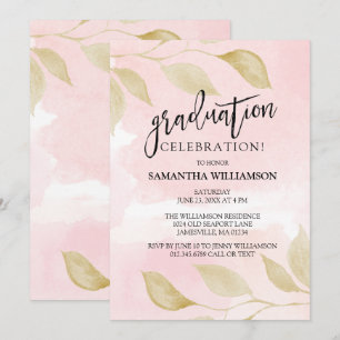 Blush roze en Gold Graduation Party-uitnodigingen Kaart