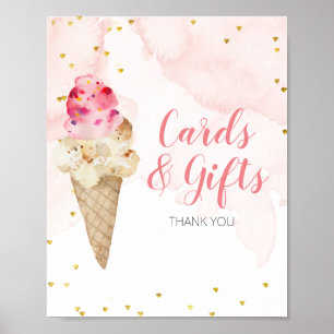 Blush roze en Gold Ice Cream Kaarten & cadeaus Poster