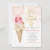Blush roze en Gold Ice Cream Vrijgezellenfeest Kaart (Voorkant)