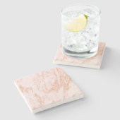 Blush roze en Gold Modern Trend Accent Stenen Onderzetter (Zijkant)