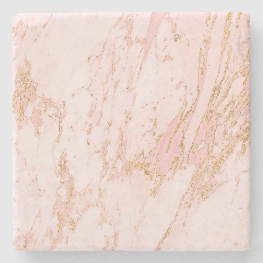 Blush roze en Gold Modern Trend Accent Stenen Onderzetter (Voorkant)