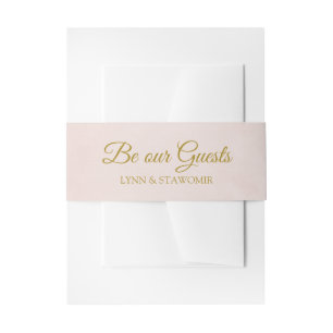 Blush roze en Gold Personalized Uitnodigingen Wikkel