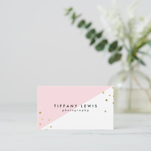Blush Roze en Gold Visitekaartjes (Staand voorkant)