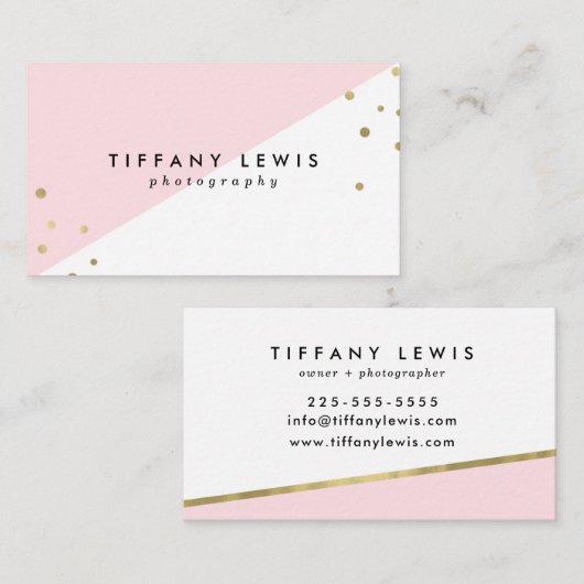 Blush Roze en Gold Visitekaartjes (Voorkant / Achterkant)