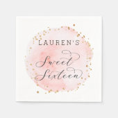 Blush roze en Gold Waterverf Sweet Sixteen Servet (Voorkant)