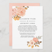 Blush roze en Gold Wedding Reduced Guest List Aankondiging (Voorkant / Achterkant)