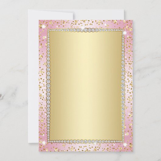 Blush roze en goud 50ste verjaardag uitnodiging (Achterkant)