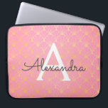 Blush roze en goud Art Deco Patroon Monogram Laptop Sleeve<br><div class="desc">Blush roze en gouden Art Deco geometrische patroon Monogram Laptop Hoesje. Dit hoesje kan worden aangepast om uw initiaal en voornaam op te nemen. Als u overeenkomende items wilt,  neem dan contact op met de ontwerper.</div>