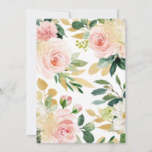 Blush Roze en Goud Baby shower Invitation Kaart (Achterkant)