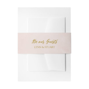 Blush roze en goud 'Be Our Guest' bruiloft Uitnodigingen Wikkel