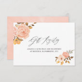 Blush Roze en Goud Bloemen Bruids Gift Registry Informatiekaartje (Voorkant / Achterkant)