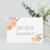 Blush Roze en Goud Bloemen Bruids Gift Registry Informatiekaartje (Staand voorkant)