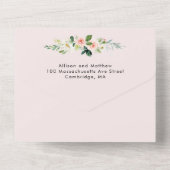 Blush roze en goud bloemen geometrische bruiloft all in one uitnodiging (Achterkant)