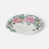 Blush Roze en Goud Bloemen Greenery Baby shower Pa Papieren Bordje (Gekanteld)