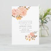 Blush Roze en Goud Bloemen Repetitie Diner Kaart (Staand voorkant)