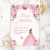 Blush roze en goud blond haar prinses RSVP kaartje