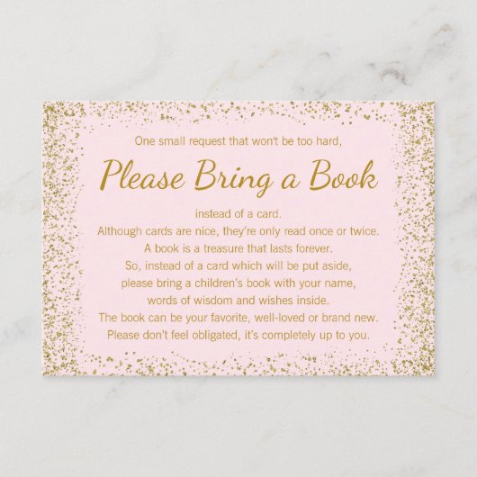 Blush Roze en Goud Breng een Boek Kaarten (Voorkant)