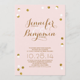 Blush roze en goud confetti moderne bruiloft uitno kaart